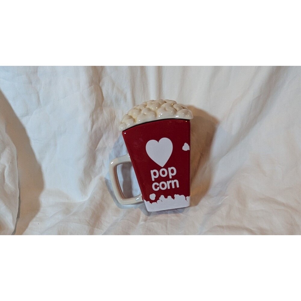 Cinemark Love Popcorn Coffee Tea Mug Lid Vintage Movies 16oz